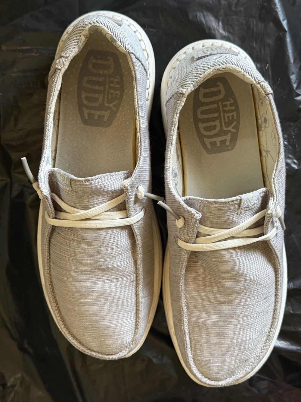 Hey Dude Women's Light Gray Canvas Slip-On Casual Shoes